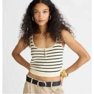 J. Crew Cream and Black Striped Tank Top